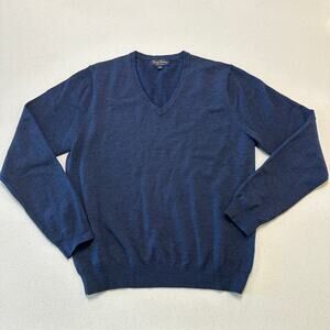 Brooks Brothers Mens Sweater Saxon Wool V Neck Blue Sz S
